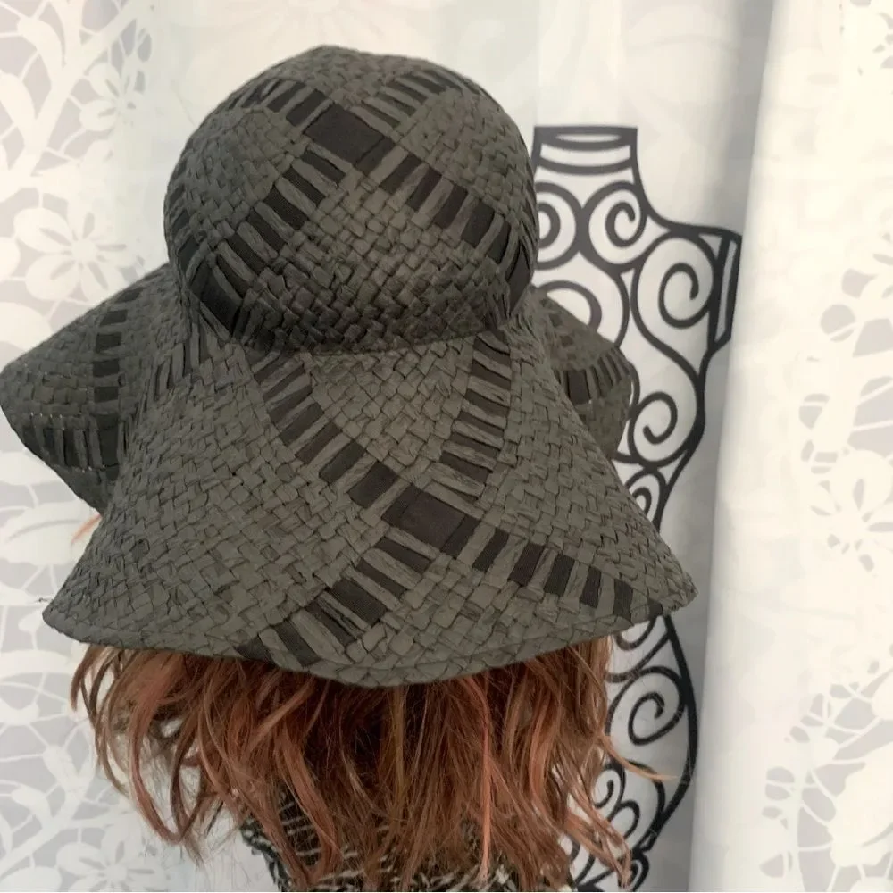 Unbranded Black Woven Floppy Sun Hat Size OS